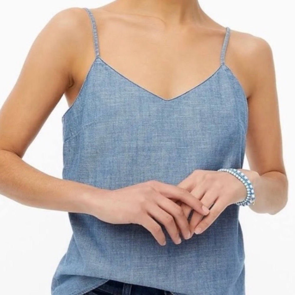 J. Crew Chambray Blue Spaghetti Strap Tank Top